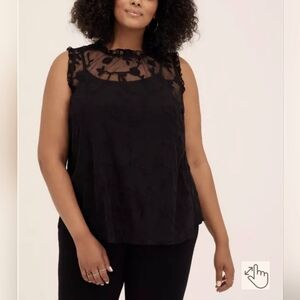 Torrid Sheer Embroidered Mesh Mock Neck Top Size 00